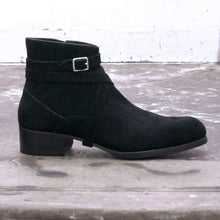 Load image into Gallery viewer, Black Sonny Suede Leather Zip & Strap Boots