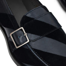 Load image into Gallery viewer, Black Velvet Strap Buckle Leather Shoes
