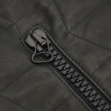 Load image into Gallery viewer, Grey Quilt Stitch Leather Jacket