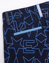 Load image into Gallery viewer, Navy Blue Star Print Denim Bermuda Shorts