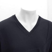Load image into Gallery viewer, Navy Blue Wool Stitch Pattern V Neck Jumper