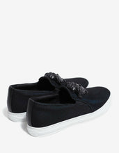 Load image into Gallery viewer, Black & Turquoise Mesh Slip-On Trainers