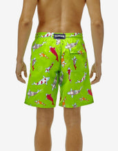 Load image into Gallery viewer, Wasabi Green Carp Print Moorea Swim Shorts