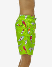 Load image into Gallery viewer, Wasabi Green Carp Print Moorea Swim Shorts