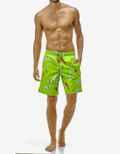 Load image into Gallery viewer, Wasabi Green Carp Print Moorea Swim Shorts