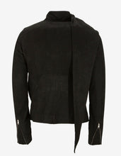 Load image into Gallery viewer, Wrap Bomber Black Nubuck Leather Jacket