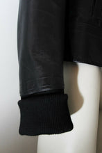 Load image into Gallery viewer, Black Leather Cafe Racer Jacket With Extended Cuffs