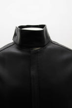 Load image into Gallery viewer, Black Leather Cafe Racer Jacket With Extended Cuffs