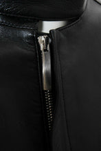 Load image into Gallery viewer, Black Leather Cafe Racer Jacket With Extended Cuffs