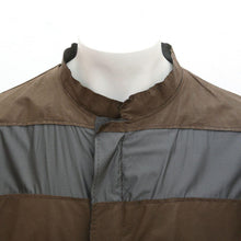 Load image into Gallery viewer, Khaki & Grey Leather Stripe Paneled Jacket