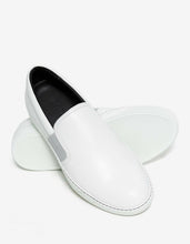 Load image into Gallery viewer, Aged White Leather Slip On Trainers