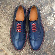 Load image into Gallery viewer, Navy Blue Wingtip Derby Shoe