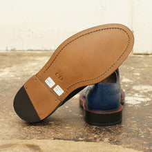 Load image into Gallery viewer, Navy Blue Wingtip Derby Shoe