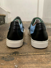 Load image into Gallery viewer, Blue and Black Leather Low Top Trainers