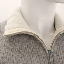 Load image into Gallery viewer, Grey Knit Zip Wool Cardigan
