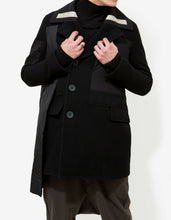 Load image into Gallery viewer, Black Wool Caped Sphinx Peacoat Jacket
