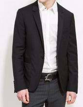 Load image into Gallery viewer, Black Slim-Fit Wool Blazer
