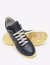 Load image into Gallery viewer, &#39;Replica&#39; Blue &amp; Gold Leather Trainers
