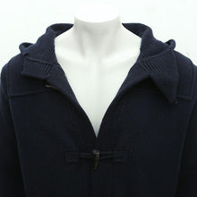 Load image into Gallery viewer, Navy Hooded Cashmere Cardigan With Horn Toggles
