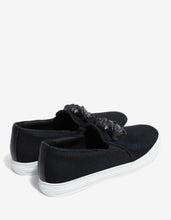 Load image into Gallery viewer, Black &amp; Turquoise Mesh Slip-On Trainers
