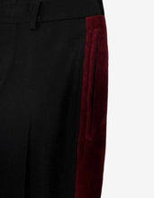 Load image into Gallery viewer, Black Wool Trousers with Burgundy Trim
