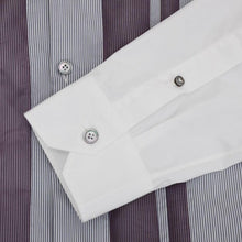 Load image into Gallery viewer, Grey White &amp; Purple Trim Pinstripe Cotton Shirt
