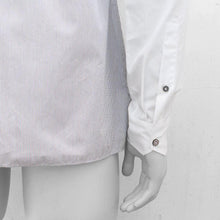 Load image into Gallery viewer, Grey White &amp; Purple Trim Pinstripe Cotton Shirt
