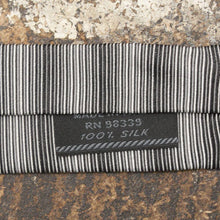 Load image into Gallery viewer, Black &amp; White Striped Silk Tie
