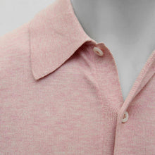 Load image into Gallery viewer, Pink Long Sleeve Melange Cotton Polo Shirt Top
