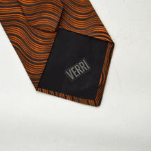Load image into Gallery viewer, Orange &amp; Black Stripe Silk Tie
