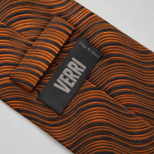 Load image into Gallery viewer, Orange &amp; Black Stripe Silk Tie
