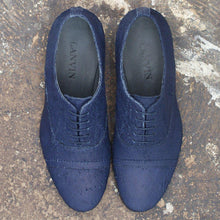 Load image into Gallery viewer, Blue Distressed Leather Lace Up Shoes
