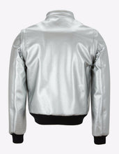 Load image into Gallery viewer, Silver Faux Leather Biker Jacket

