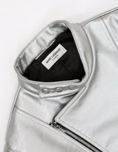 Load image into Gallery viewer, Silver Faux Leather Biker Jacket
