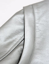 Load image into Gallery viewer, Silver Faux Leather Biker Jacket
