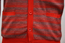 Load image into Gallery viewer, Red &amp; Grey Striped Wool Cardigan Jumper
