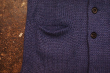 Load image into Gallery viewer, Blue Chunky Knit Mohair Nylon Blend Collared Cardigan
