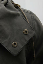 Load image into Gallery viewer, Waxed Silk Khaki Green Fishtail Parka Jacket
