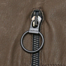 Load image into Gallery viewer, Khaki &amp; Grey Leather Stripe Paneled Jacket
