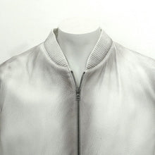 Load image into Gallery viewer, White Pebbled Deer Skin Leather Jacket With Gradient
