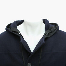 Load image into Gallery viewer, Navy Blue Hooded Overcoat With Detachable Sheep Fur Lining
