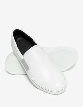 Load image into Gallery viewer, Aged White Leather Slip On Trainers

