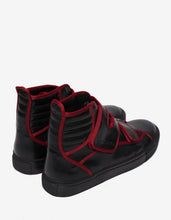 Load image into Gallery viewer, Black High Top Trainers with Red Trim

