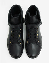 Load image into Gallery viewer, Black Medusa Strap High Top Trainers
