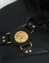 Load image into Gallery viewer, Black Medusa Strap High Top Trainers
