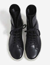 Load image into Gallery viewer, Mastosneaks Black Leather High Top Trainers
