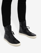 Load image into Gallery viewer, Mastosneaks Black Leather High Top Trainers
