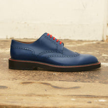 Load image into Gallery viewer, Navy Blue Wingtip Derby Shoe
