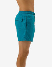 Load image into Gallery viewer, Prussian Blue Turtle Embroidery Motu Swim Shorts
