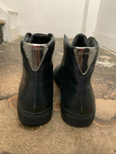 Load image into Gallery viewer, Black and Silver Leather High Top Trainers
